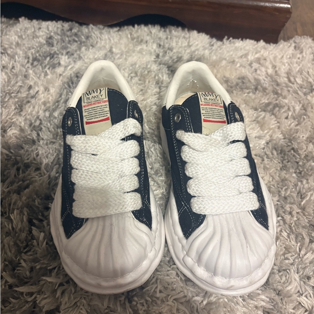 Miharayasuhiro Navy and White Athletic Low-Top Sneakers